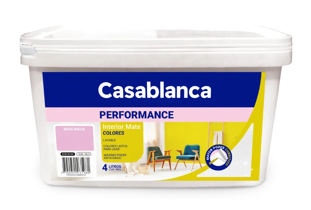 Latex Interior Performance Mate Antibacterial Colores Casablanca