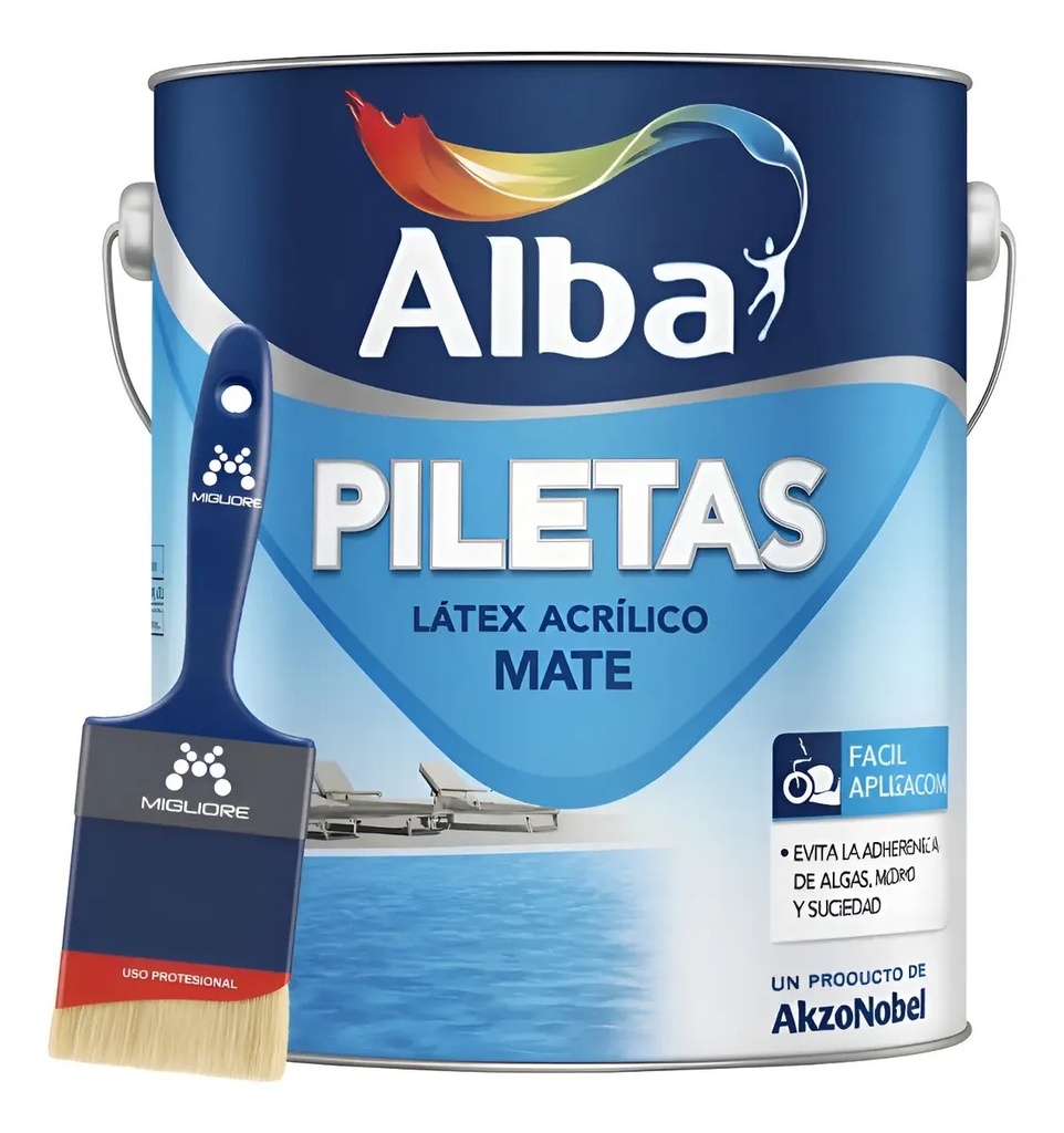 Combo Alba Pileta Agua Bl 4 + Pincel