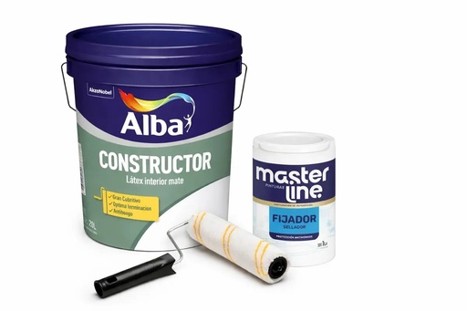 Combo Constructor latex interior fijador y rodillo