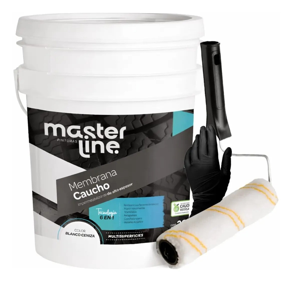 Combo Membrana Caucho Masterline BL + Rodillo + Guantes