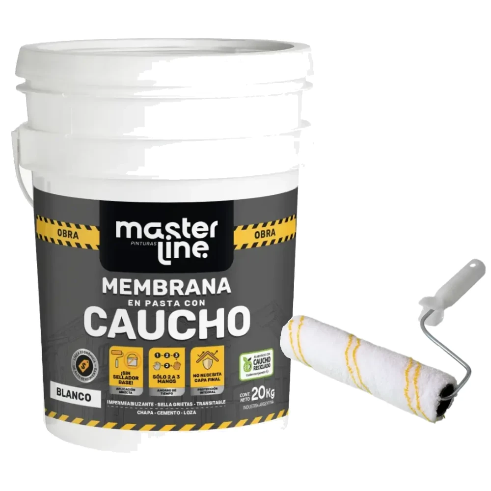 Combo Membrana En Pasta Masterline Gris 20 Kg + Rodillo