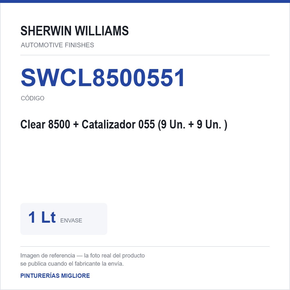 ZSWAF Clear 8500 + Catalizador 055 (9 Un. 750 Ml + 9 Un. 150 Ml) 1 Lt
