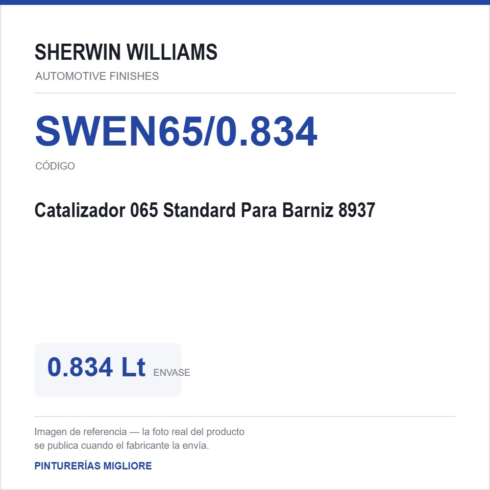 ZSWAF Catalizador 065 Standard Para Barniz 8937 0.834 Lt