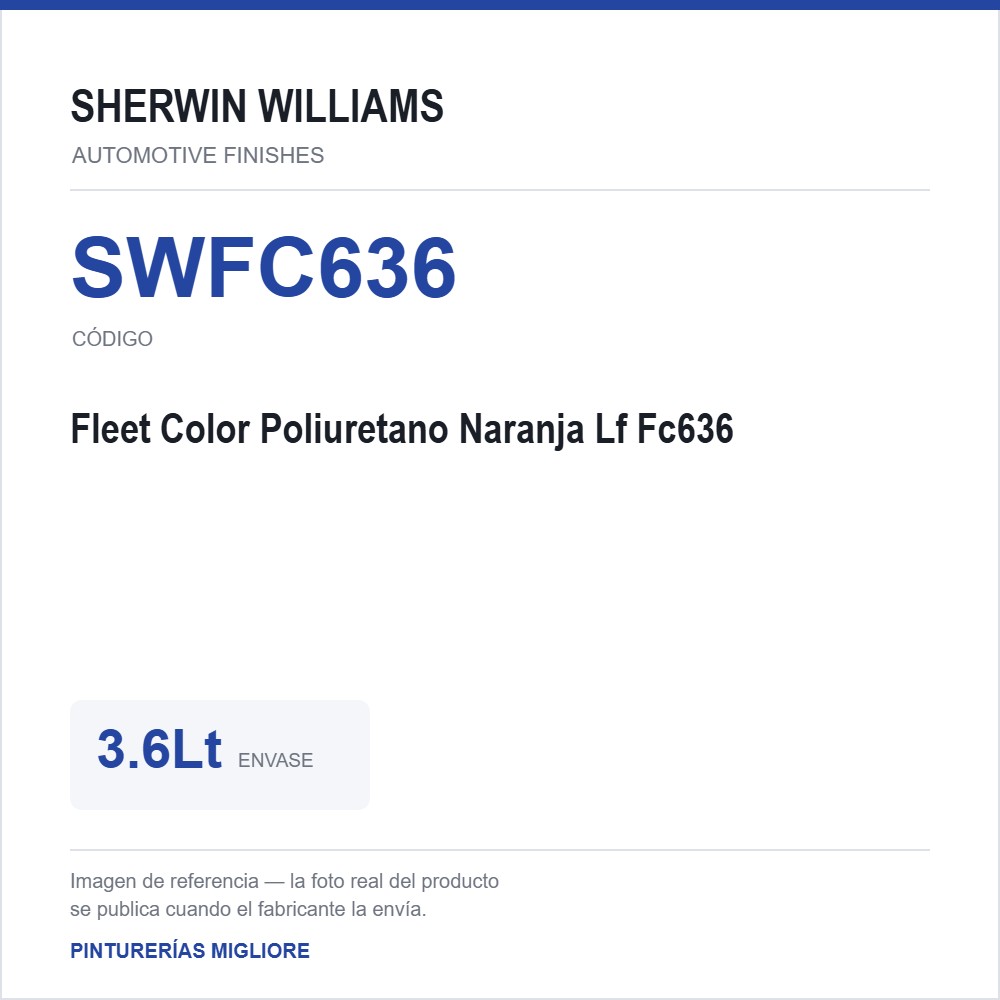 ZSWAF Fleet Color Poliuretano Naranja Lf Fc636 3.6Lt