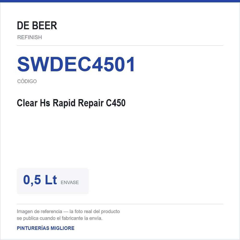 Debeer - (64500C450) Clear Hs Rapid Repair C450 0,5 Lt