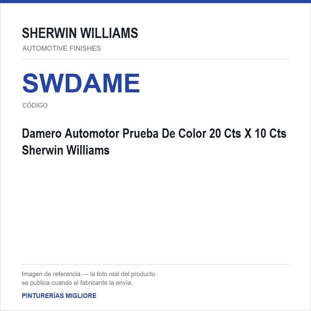 Damero Automotor Prueba De Color 20 Cts X 10 Cts Sherwin Williams
