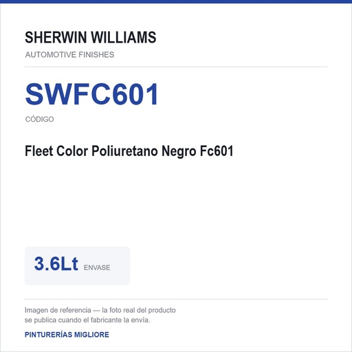 [SWFC601] ZSWAF Fleet Color Poliuretano Negro Fc601 3.6Lt
