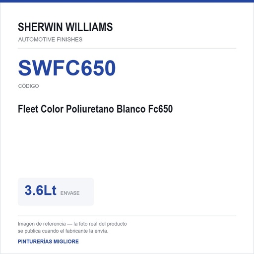 [SWFC650] ZSWAF Fleet Color Poliuretano Blanco Fc650 3.6Lt