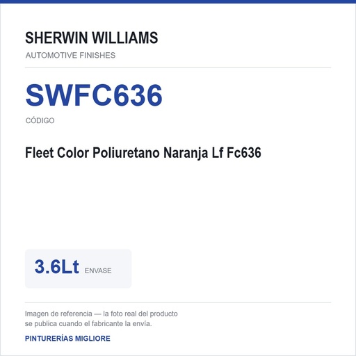 [SWFC636] ZSWAF Fleet Color Poliuretano Naranja Lf Fc636 3.6Lt