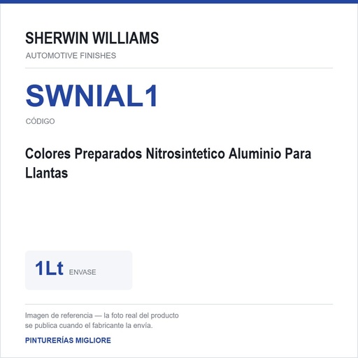 [SWNIAL1] ZSWAF Colores Preparados Nitrosintetico Aluminio Para Llantas 1Lt