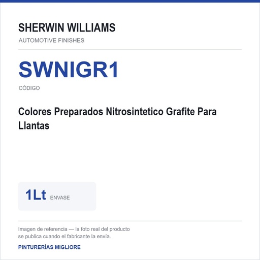 [SWNIGR1] ZSWAF Colores Preparados Nitrosintetico Grafite Para Llantas 1Lt