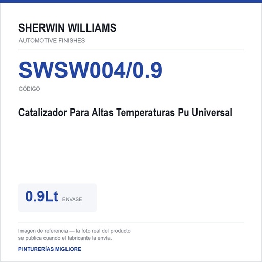[SWSW004/0.9] ZSWAF Catalizador Para Altas Temperaturas Pu Universal 0.9Lt