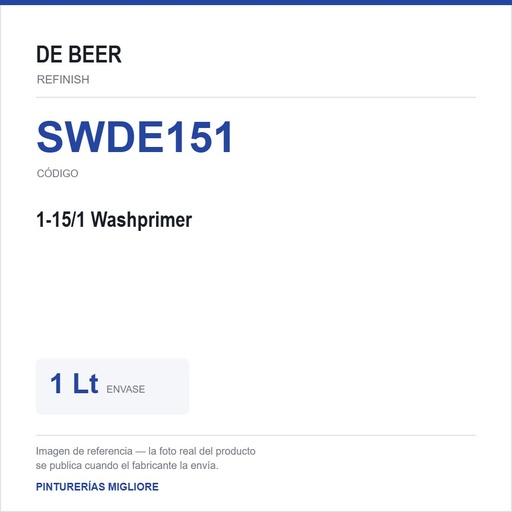 [SWDE151] Debeer - 1-15/1 Washprimer 1 Lt