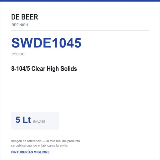 [SWDE1045] Debeer - 8-104/5 Clear High Solids 5 Lt