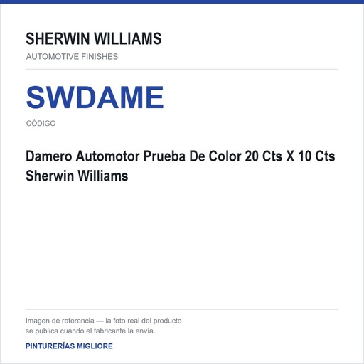 [SWDAME] Damero Automotor Prueba De Color 20 Cts X 10 Cts Sherwin Williams