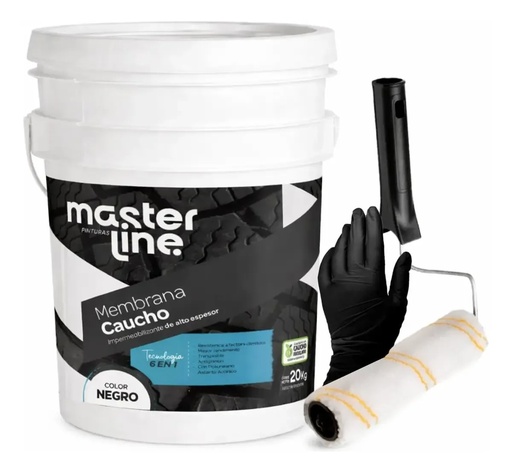 [COMLCANE20] Combo Membrana Caucho Masterline NE + Rodillo + Guantes